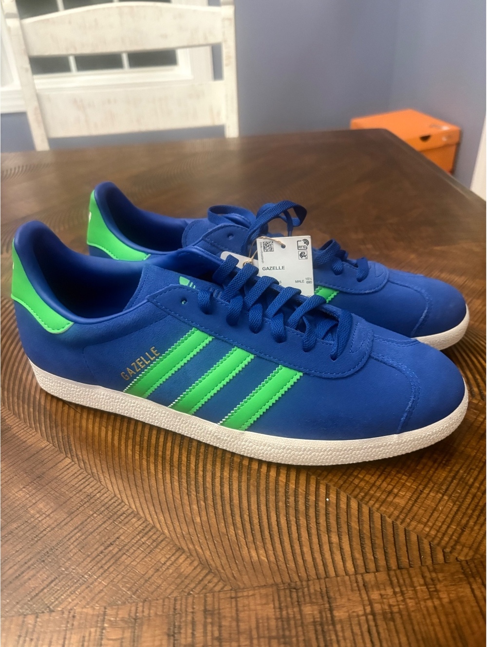 Adidas Men's Gazelle Shoes Royal Blue Green White JH5389